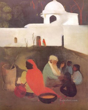 古代の語り手 アムリタ シャーギル インド人 Oil Paintings